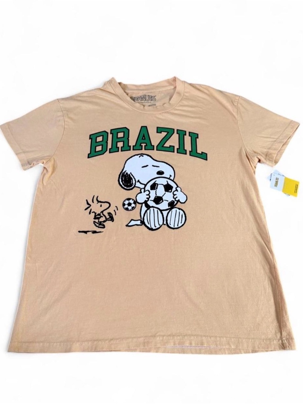 NWT Peanuts Snoopy Brazil Graphic Tee Yellow Size L